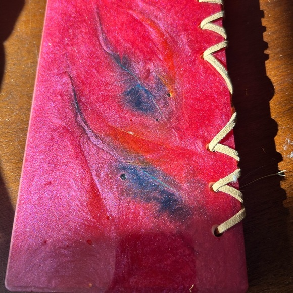 New red resin book of shadows- embedded feathers-add the ink set - Picture 12 of 13